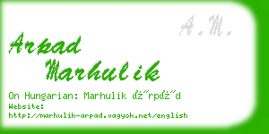 arpad marhulik business card